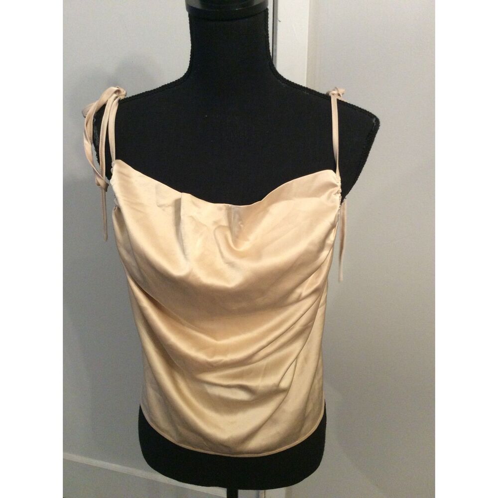 Le Lis Collection Medium Champagne Gold Cropped Cowl Neck Slinky Top Women's